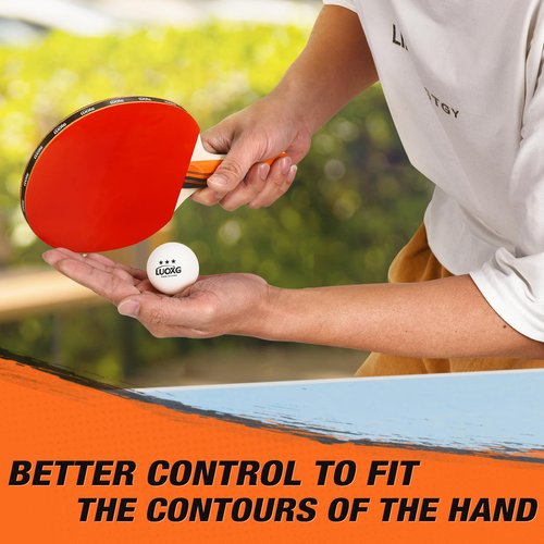 LUOXG Ping Pong Paddles Set of 4, Ping Pong Paddles and Balls, Table Tennis Rackets Set Suitable for Indoor and Outdoor Games, Family Games