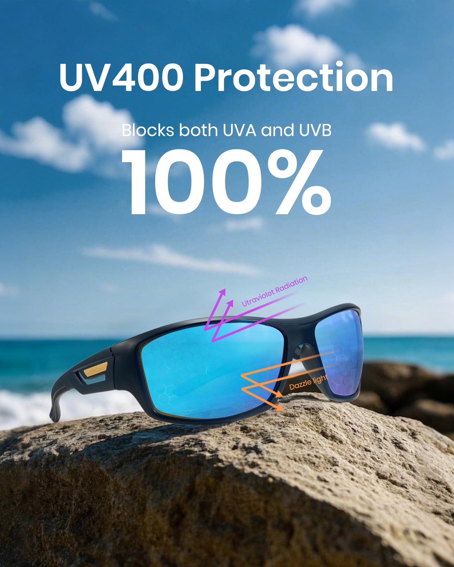 Marino Bonatti Sports Polarized Sunglasses Men Fishing Sunglasses See Fish in Water Wrap-around Glasses UV400
