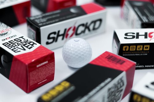 SHOCK'D GOLF BALLS - The World's Loudest Golf Ball - Viral Prank Ball (Sleeve of 3, Novelty) - White Dot Botton