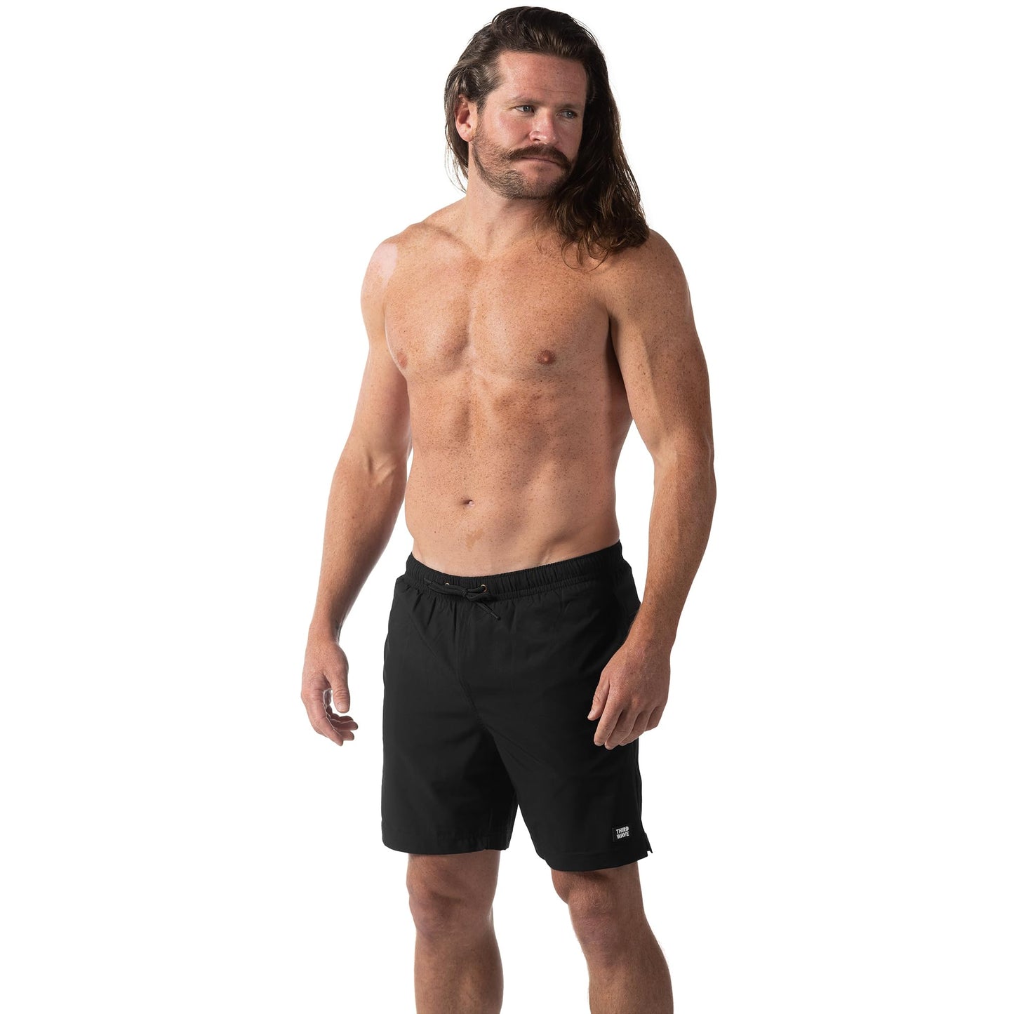 Third Wave Swim Trunks with Compression Liner - Men's Premium 7 Inch Inseam Quick Dry Swim Shorts for Beach and Swimming (Black/Black 7 M)