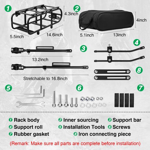 ZUKKA Rear Bike Rack Bike Cargo Rack Aluminum Quick Release Bike Rack Height Adjustable Fit 24"-28"/700C Bikes for Mountain Bike Road Bike