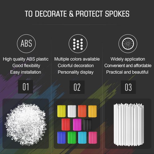 PSLER 72 PCS White Spoke Skins Spoke Covers Trim Wrap Cover Decoration Protector Pipe Motorcycle Motocross Pit Dirt Bike Aaccessories
