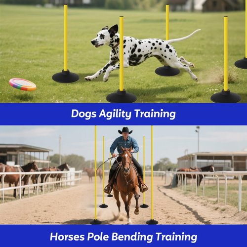 FAHKNS Agility Poles 6 Pack 67" Sports Soccer Training Poles,Detachable Speed and Agility Training Equipment with Round Rubber Base for Turf,Grass,Sand,Concrete