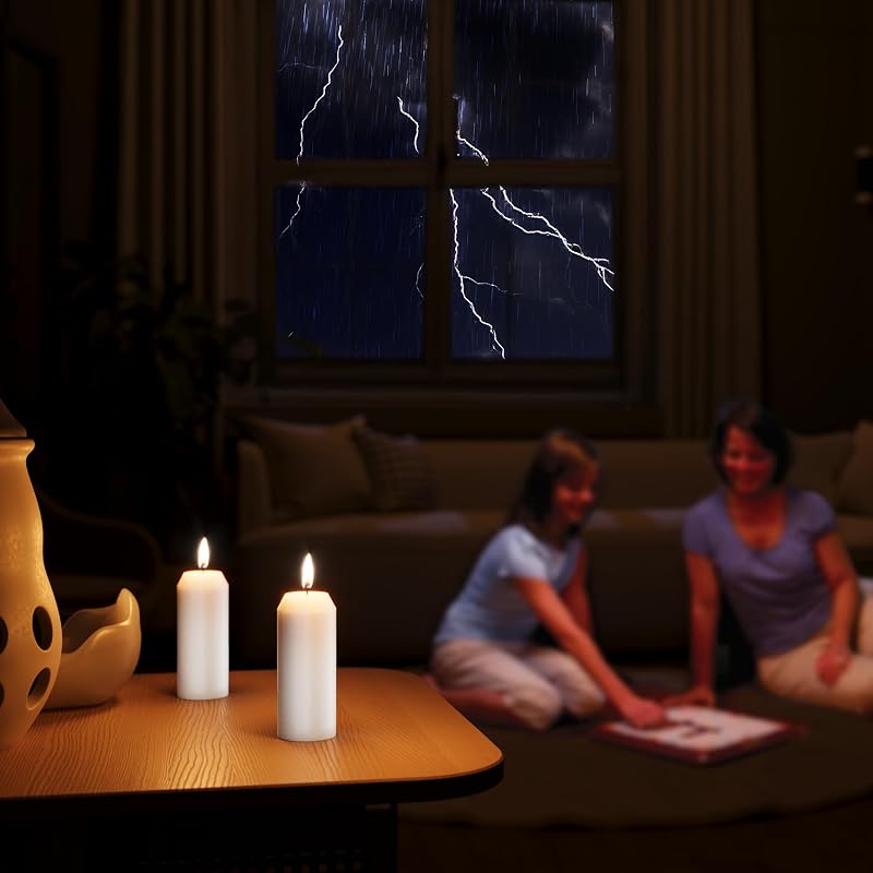 20 Pack 15H Unscented Emergency Candles with Notch-Head - White Pillar Lantern Candles (Variation: 20+Notch-head)
