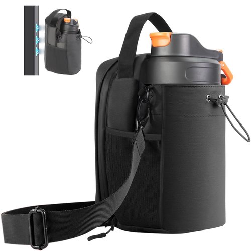 ZHXuKAiHua Magnetic Gym Bag for Men and Women, Magnetic Water Bottle Holder for Gym,Pouch Sleeve with Phone Pocket Buckle,for Fitness, Workout, Running, Travel, Sports (Black)
