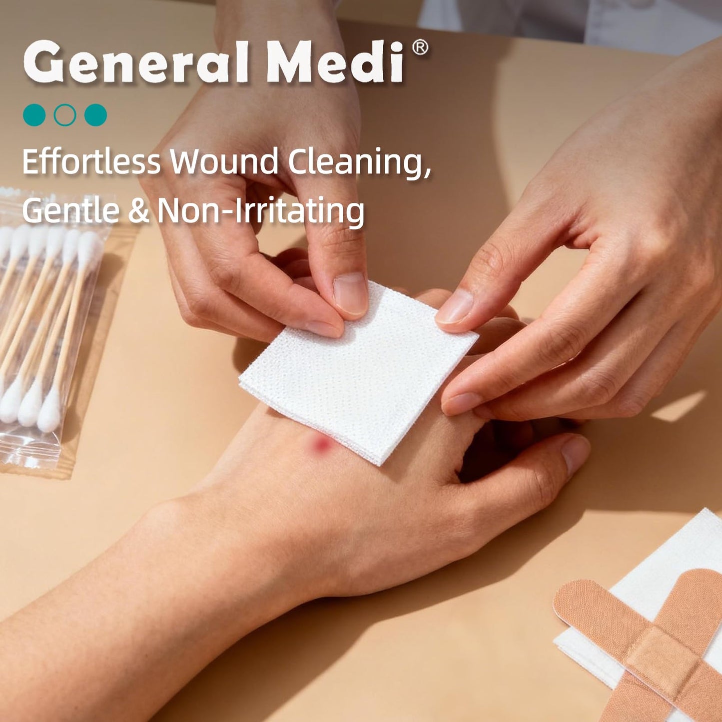 General Medi Sterile Gauze Sponges, 4" x 4" Non-Woven Wound Pads - Individually Wrapped Highly Absorbent Sponges Pads for Cushioning Minor Wounds, Cuts & Burns Wound Care (60 Packs, 120 Pieces Total)