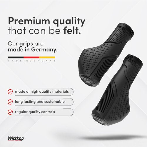 Wittkop Bike Grips with Innovative 3-Zone Design Made in Germany I Ergonomic Design with Non-Slip, Comfort, and EFC Zones for Optimized Grip & Comfort I Bike Grips Handlebar