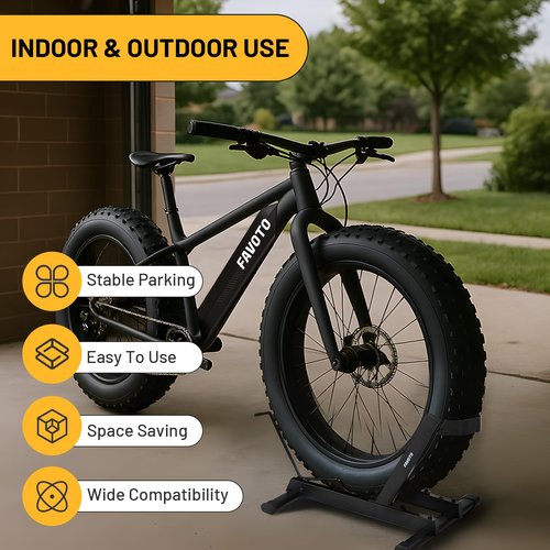 Favoto Floor Bike Stand – Ebike Parking Rack, Road & Mountain Bike Stand, Fits 20"-29" Wheels (Fat Tire Compatible), Ideal for Indoor & Garage Use