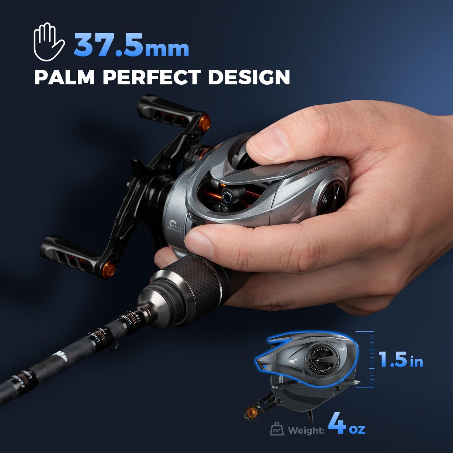 KastKing Kestrel Air Micro Finesse Casting Reel, Ultralight Baitcasting Fishing Reel, Easily Casts Lures Down to 0.5 Gram, Backlash Prevention Brake, 7.6:1 Gear Ratio, 2+9+1 Ball Bearings,Left Handed