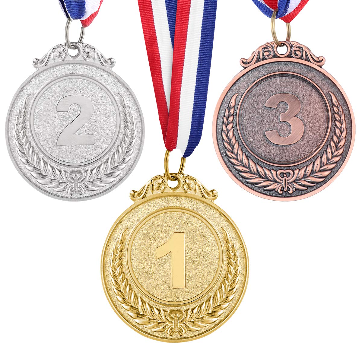 Metal Winner Gold Silver Bronze Award Medals with Neck Ribbon, Style,1st 2nd 3rd Place,3 Pcs