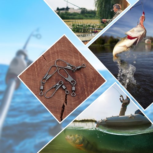 Natufish Fishing Snap Swivels & Barrel Swivels - 50 Pack Stainless Steel Corrosion-Resistant Saltwater/Freshwater Swivel Clips with Safety Interlock for Fishing Lures, Leader Lines 14#