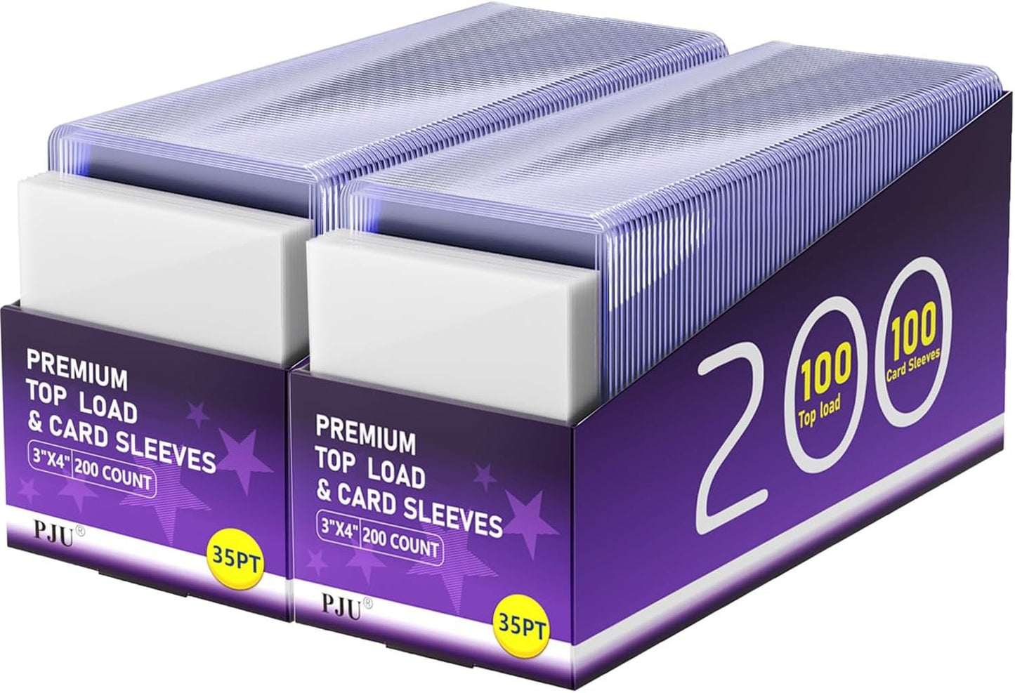 200 Card Sleeves Top Loaders for Cards, Toploaders Premium Baseball Card Sleeve Hard Plastic, 3" x 4" Trading Cards Holder, Sports Protectors(100 Toploaders + 100 Penny Sleeves)