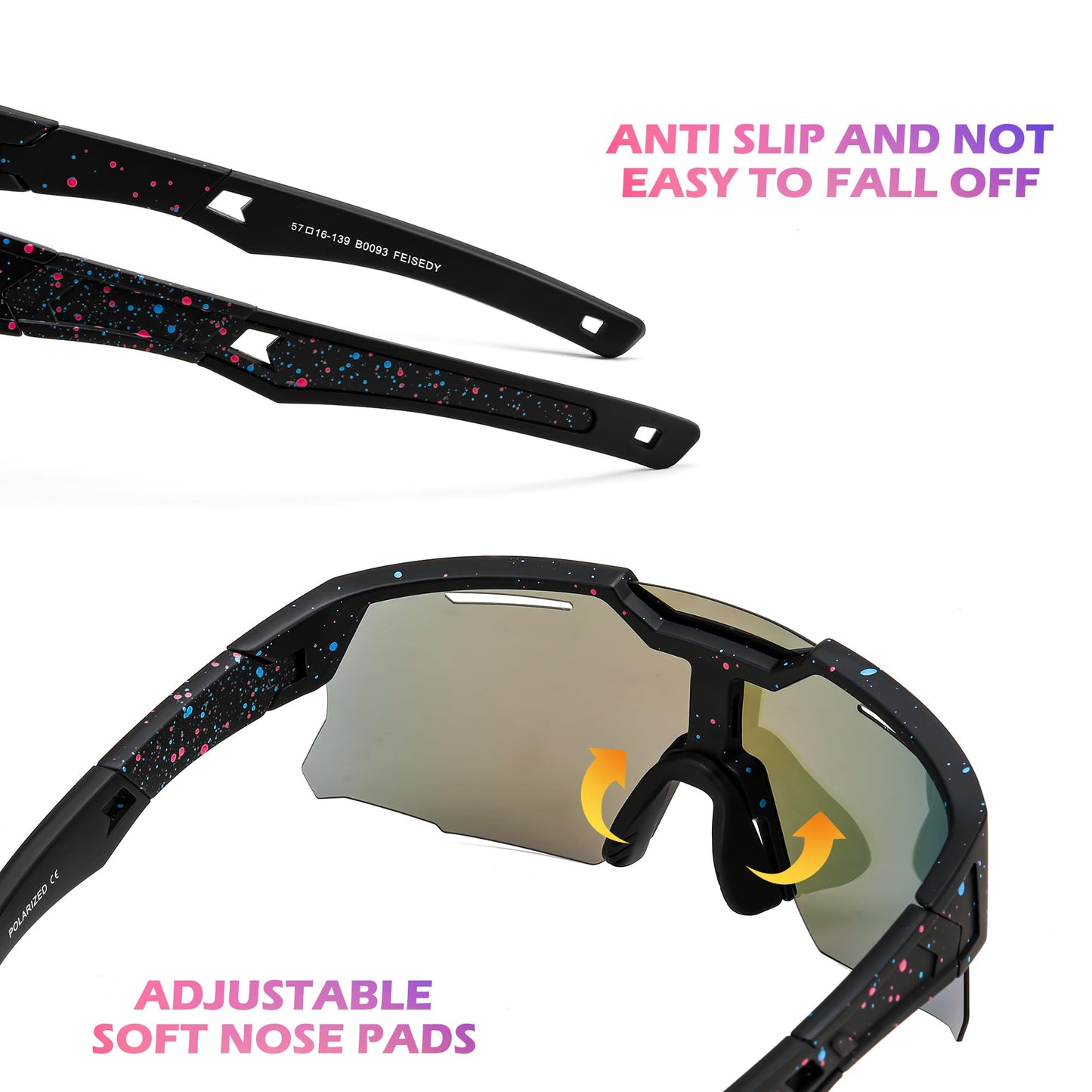 FEISEDY Teens Baseball Sunglasses Sports Cycling Glasses for Youth Polarized UV400 Boys Girls Age 8-14 B0093
