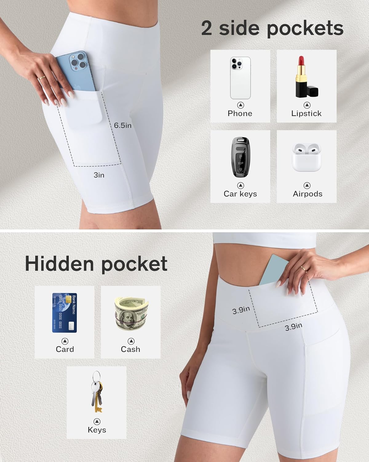 2 Packs Biker Shorts with Pockets for Women, Tummy Control High Waist Spandex Shorts 8" (2BlackDGrayLGray, XL)