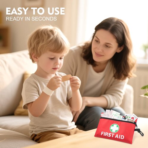 ABXMAS Mini First Aid Kit for Minor Cuts, Scrapes, Sprains, Burns, 194Pcs Portable Compact First Aid Kit for Home, Car, Travel, Camping and Outdoor Emergencies, Small Size Trauma Kits