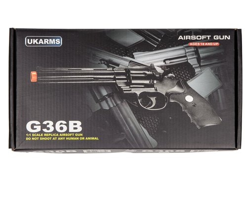 UKARMS G36B Spring Airsoft Magnum Revolver Replica w/ Shells + 6mm BBs (Black)