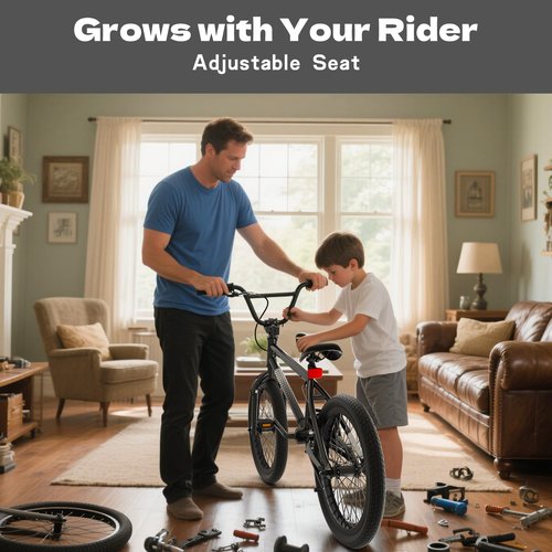 XJD Freestyle BMX Bike, 20 inch Kids Bicycles for Boys Girls Ages 8-12 Years Old and Beginner Level Rider,Durable Steel Frame,Black(No Pegs)