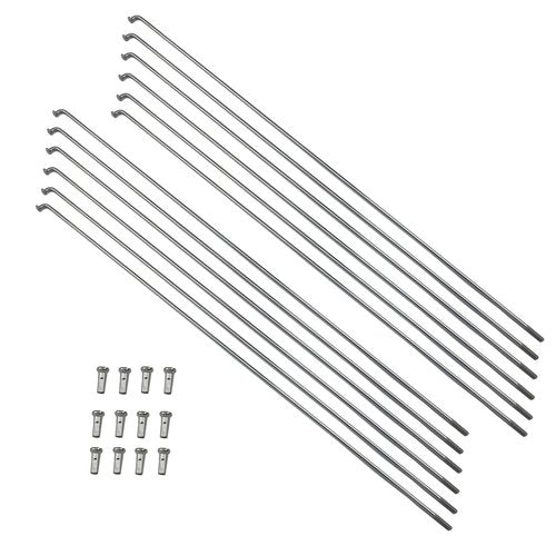 Meuey Lyot 260mm/10.2 Inch Stainless Steel Spokes Mountain Bike/Road Bike Steel 14G Spokes Silver with 14mm Spoke Caps -12PCS