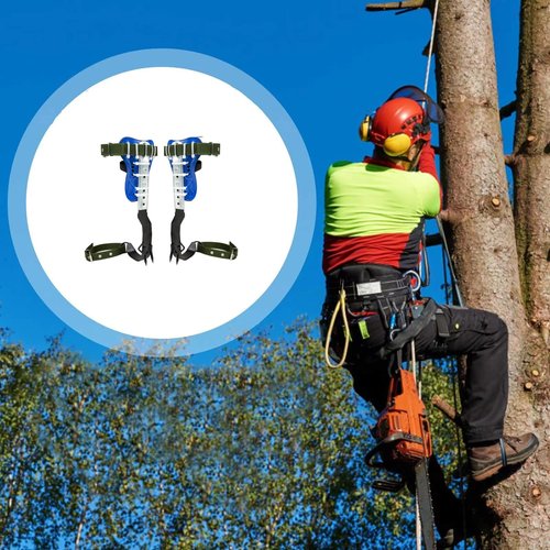 RANLOVE Tree Climbing Spikes Set, 304 Stainless Steel Adjustable Spike with 2 Gears and Non-Slip Pedal, Tool for Climbing Trees and Picking Fruit