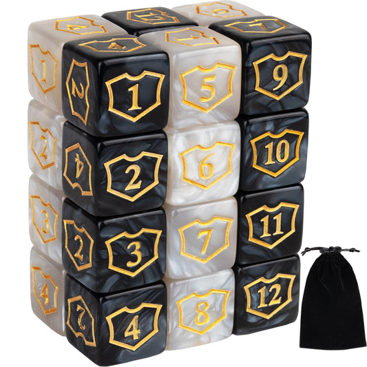 24 Pieces MTG Dice Counters Shield D6 Dice Set Loyalty Life Counter Magic Buff Tokens Compatible with MTG, TCG, Card Games Accessories