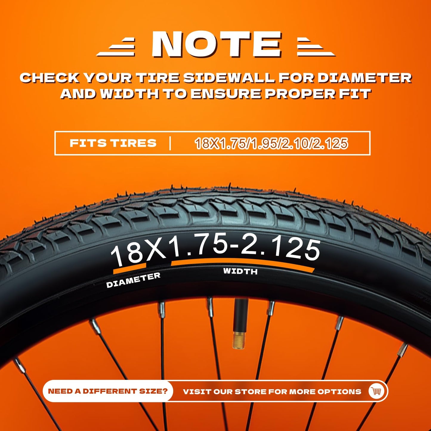 2-Pack 18" Bike Tubes 18x1.75/2.125 Butyl Rubber Bicycle Inner Tubes with 32mm Schrader Valve for Kids/Road/Mountain Bike Tire Tubes