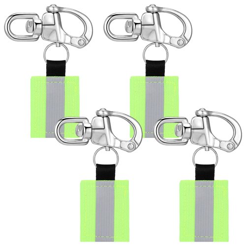 Quelay 4 Pcs Swivel Buckle Shackle Firefighter Reflective Zipper Puller Marine Sailboat Quick Release Stainless Steel Swivel Shackle for Sailboat Rigging SCBA Mask Halyard Emergency Buckle Jib Clip