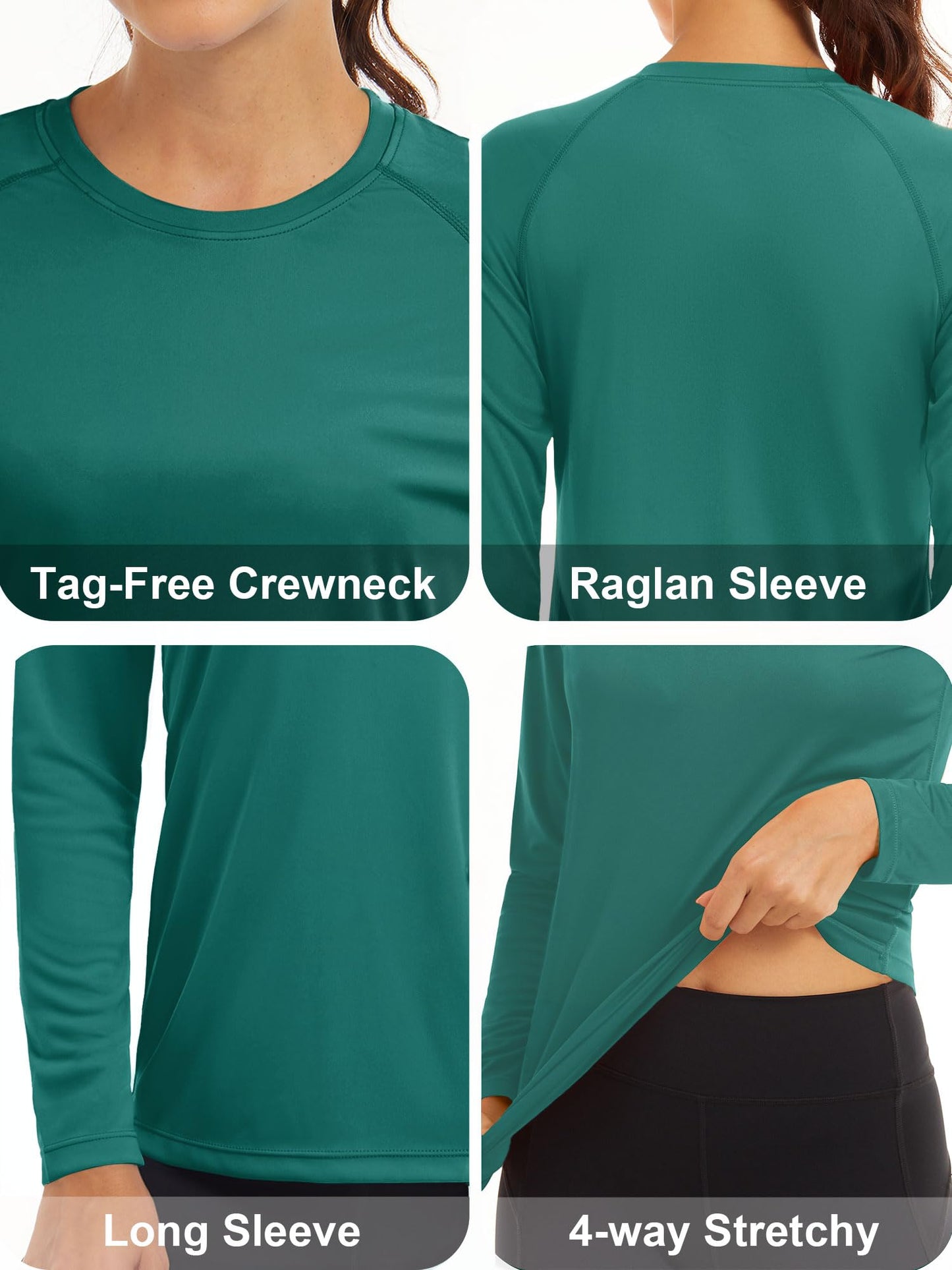 MAGCOMSEN Sweatshirts for Women Running Shirts for Women UV Shirts for Women Workout Shirts Fishing Shirts Womens Long Sleeve Shirts Athletic Shirts Women Jade Green