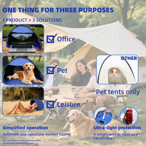 FACIOWN Dog and Cat Outdoor Waterproof Tent House, Portable Mini Beach Tent Instant, Pop Up Canopy for Pets, Laptops & Outdoor Shade (Orange-Yellow)