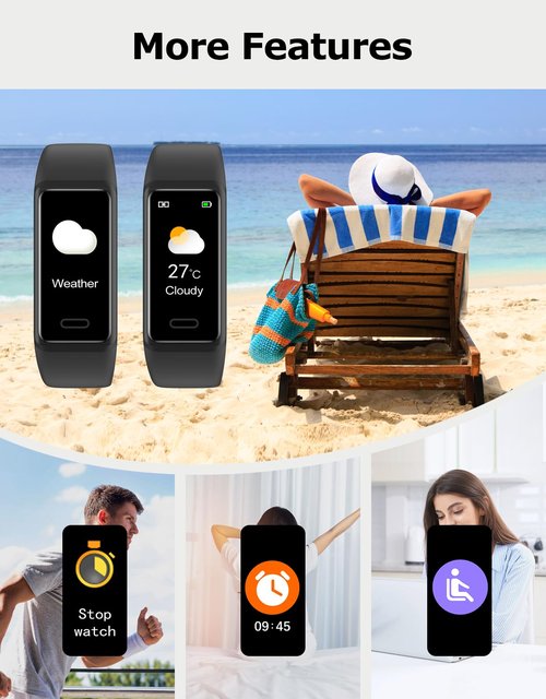 Cloudpoem Fitness Tracker, Fitness Watches for Women Men Pedometer Watch with 24/7 Heart Rate Monitor Sleep Tracker Step/Calorie Counter Stopwatch IP68 Waterproof Activity Trackers (Dark Black)