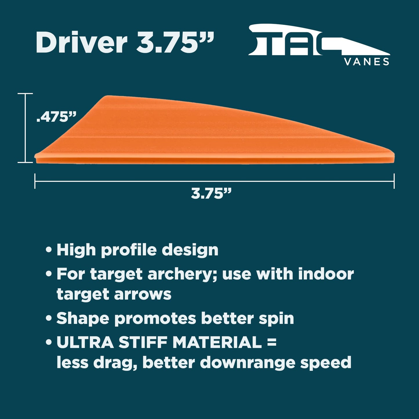 TAC Vanes 3.75" Driver Arrow Vanes | Archery Fletching for Compound & Crossbow | Durable, Lightweight, High Accuracy 36 Pack
