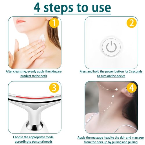 Face and Neck Massager Tool, 7-in-1 Color Red-Light-Therapy Wand for Skin Care