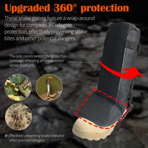 SUGOOE Snake Gaiters Leg Guards, Snake Guard Chaps for Men & Women, Adjustable Snake Proof Gaiters for Hunting, Outdoor and Farm Working