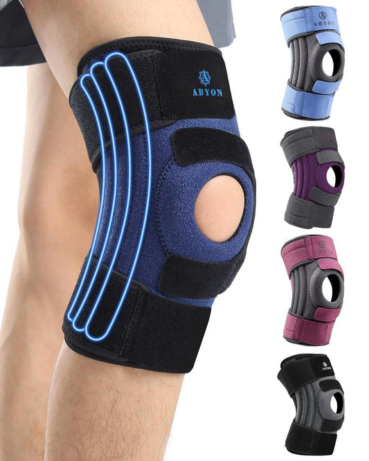 ABYON Knee Brace for Men & Women Meniscus Tear, ACL, Arthritis, Knee Support with Triple Side Stabilizers and Adjustable 360° Wraparound Strap for Maximum Knee Pain Support and Fast Recovery - Please Check How To Size Video