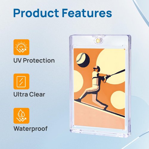 WISYOK 60 Pcs Magnetic Card Holder, 35pt Ultra Pro One Touch Card Holder, UV Card Protectors Hard Plastic for Sports Cards, Magnet Case, Trading Card Display