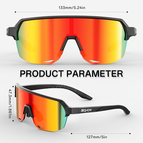 SCVCN Kids Baseball Glasses Boys Girls Sports Sunglasses Youth Cycling Shades Running Softball Age 3-12 S9032
