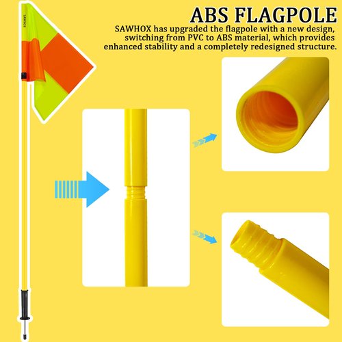 SAWHOX Soccer Corner Flags with Bag, Corner Flags Set of 4 for Soccer Field, 5ft ABS Flagpoles for Agility Training