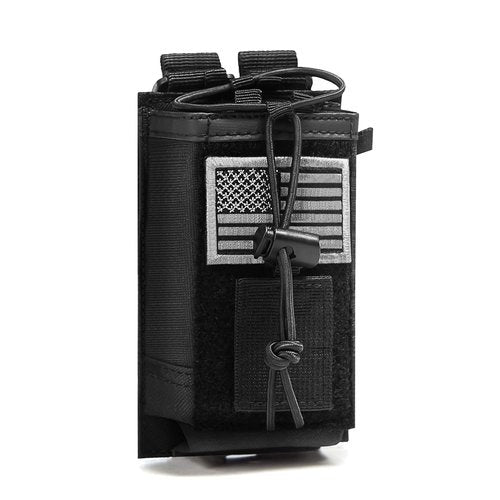 Tactical Molle Radio Holster Holder Case Military Heavy Duty Pouch Bag for Two Ways Walkie Talkies Adjustable Storage with 1 Pack Patch