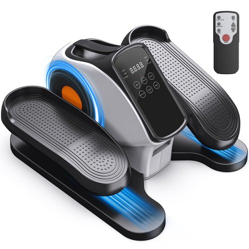 HitGo Under Desk Elliptical for Seniors, 2-in-1 Electric Leg Exerciser with Remote, 10 Resistance Levels & 10 Speeds, 3 Auto Modes, Quiet & Fully Assembled, Non-Slip Pedals
