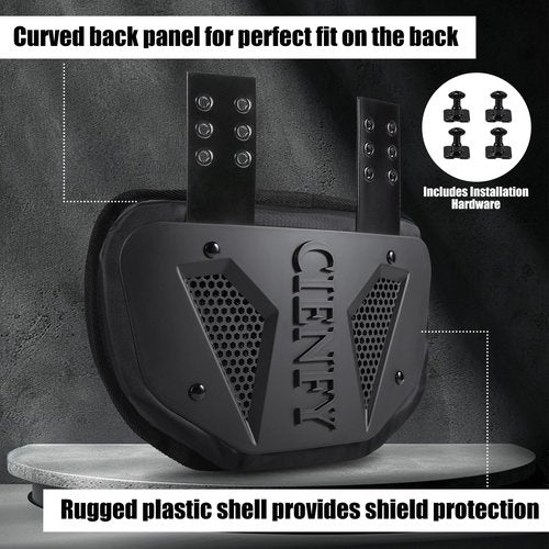 Cienfy Football Back Plate for High-Impact Protection, Universal Football Backplate for Shoulder Pads, for Youth and Adult (Black, Youth)