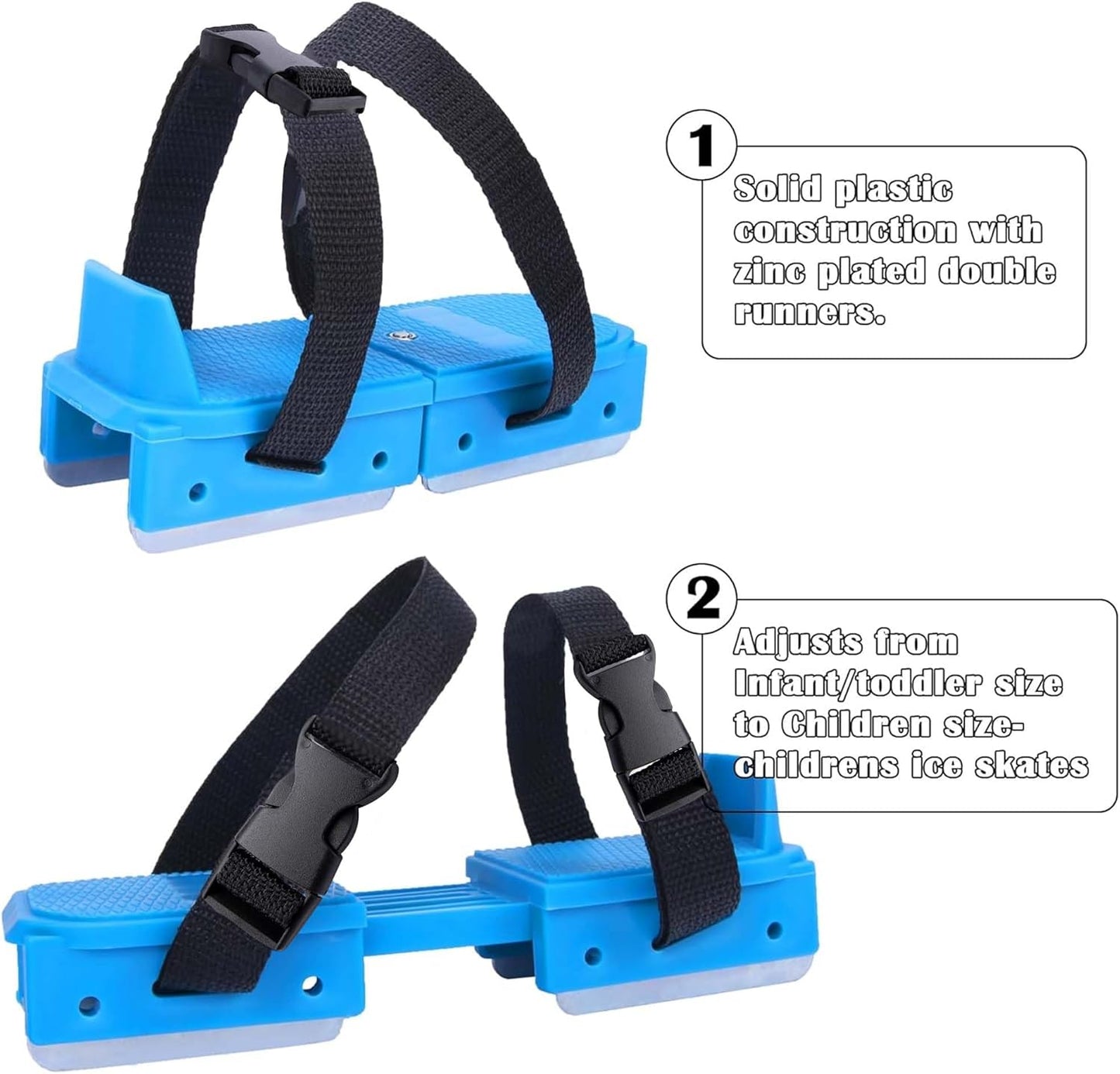 1 Pair Toddler Ice Skates- Adjustable Kids Ice Skates- Double Runner Ice Skates with Strap Fastening for Toddlers, Kids, Junior Skater
