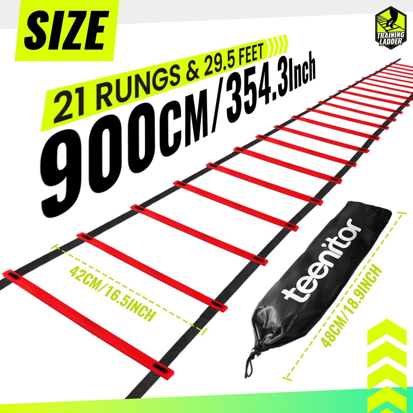 Teenitor Agility Ladder Speed Ladder Footwork Ladder Agility Training Ladder for Soccer, Football Fitness Feet Training Agility Training Equipment with Carrying Bag