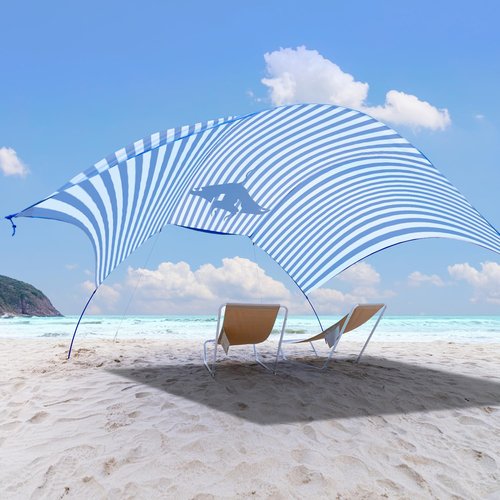 ALYCASO Beach Wind Shade Canopy, Shade Sun Shelter Tent for Beach, Backyard, Grassland, Park, Light Weight, Easy Set Up, 150 Sq. Ft. of Shade for 3-6 People, Regatta Manta Rays