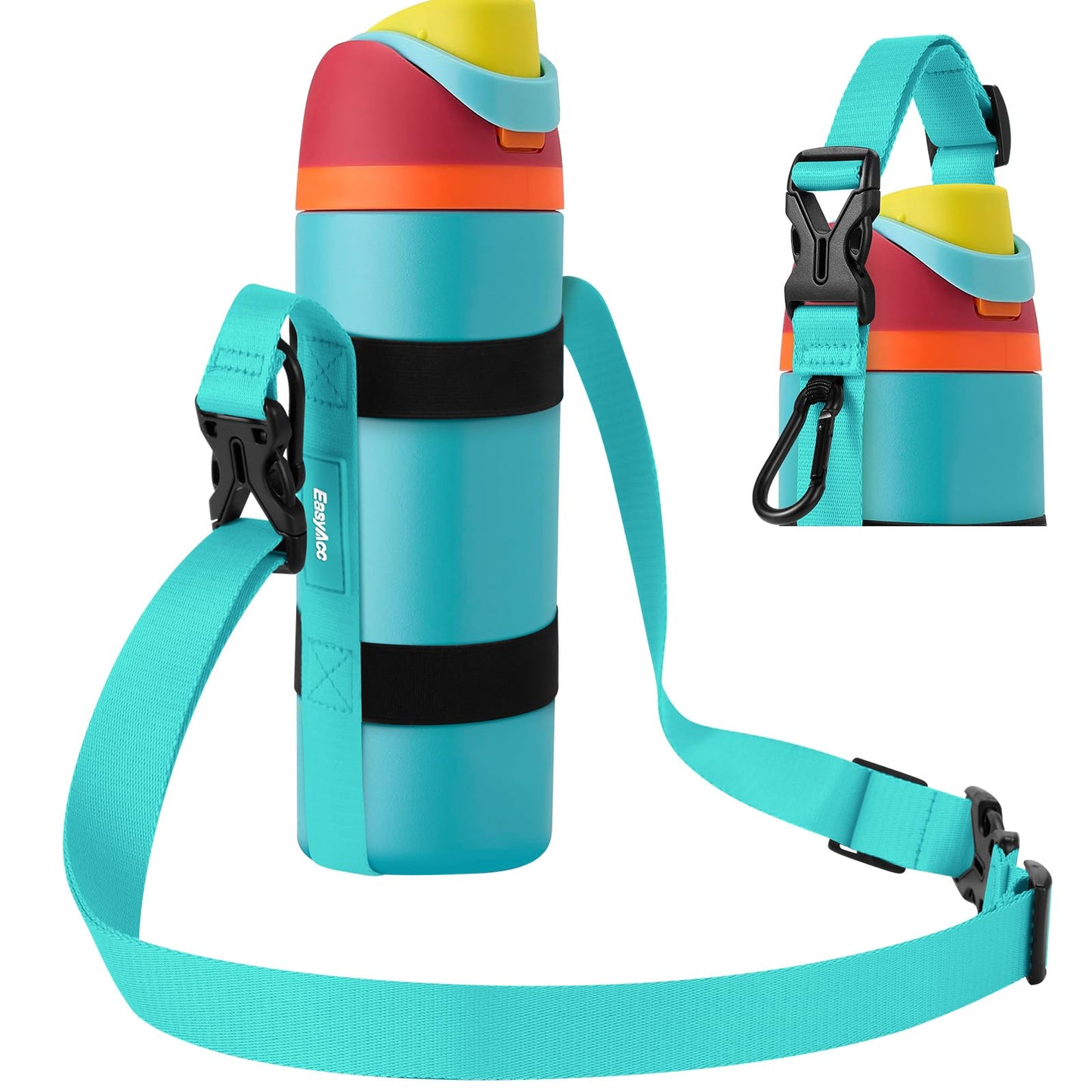 EasyAcc Water Bottle Holder Strap Sling, for Owala FreeSip 24 32 40 oz, Hydro Flask, Cirkul, Yeti, Stanley Flip, Universal Water Bottles, with Carabiner, for Walking Curise Travel (Bottle Excluded)