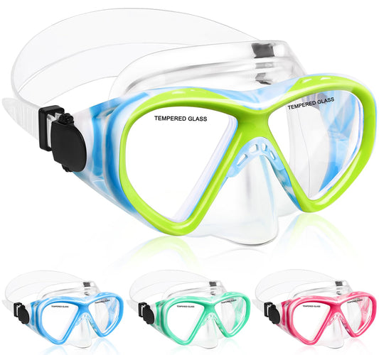 ACQCES Kids Swim Goggles Snorkel Diving Mask for Boys Girls Ages 5-15, Two-Color Anti-Fog Swimming Goggles with Nose Cover (1PCS Blue)