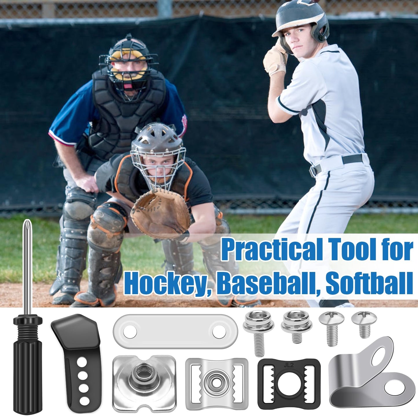 Anglekai 31PCS Hockey Helmet Repair Kit, Football Helmet Hardware Kit Include 2 J Clips/ 4 Rubber Gaskets/ 4 R Shape Football Visor Clips/ 16 Screw Nuts/ 4 Chin Strap Adapter/Screwdriver (61)