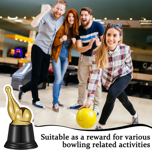 Landical 24 Pcs Bowling Trophies Bulk 5.1 Inch Mini Bowling Pins Gold Plastic Strike Funny Award Trophy with Black Base for Party Decorations Graduation Awards Prize Winner Gift Competition