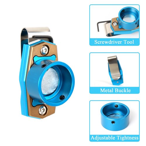 Magnetic Billiard Chalk Holder Portable Pool Cue Chalk Holder with Fixed Clip Aluminum Alloy Billiard Cue Chalk Tip Case for Snooker Pool Table Accessories - Round/Blue