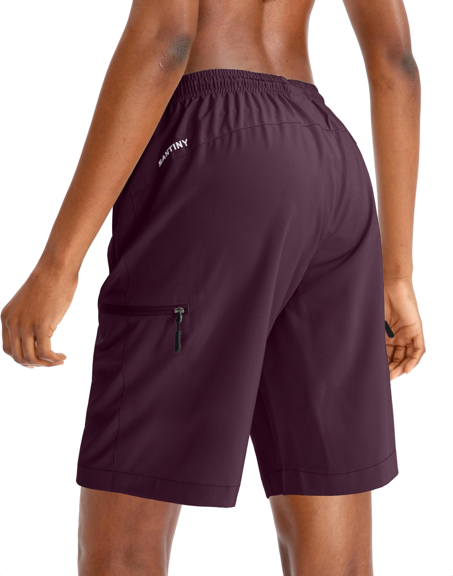 SANTINY Women's 5''/ 7''/9'' Hiking Cargo Shorts Quick Dry Lightweight Summer Shorts for Women Athletic Zipper Pockets(Dusty Purple_L)