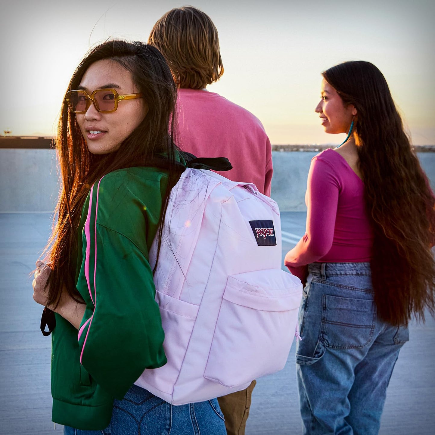 JanSport SuperBreak One Backpacks - Durable, Lightweight Bag with 1 Main Compartment, Front Utility Pocket with Built-in Organizer - Premium Backpack - Happy Hearts Black