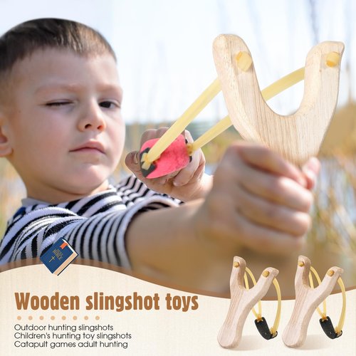 Soulchen 12 Sets David and Goliath Wooden Slingshot Game Sunday School Slingshot with Card Bible Game for Bible Story Party Decorations Religious Education Gift Classroom Home Activities Family Fun
